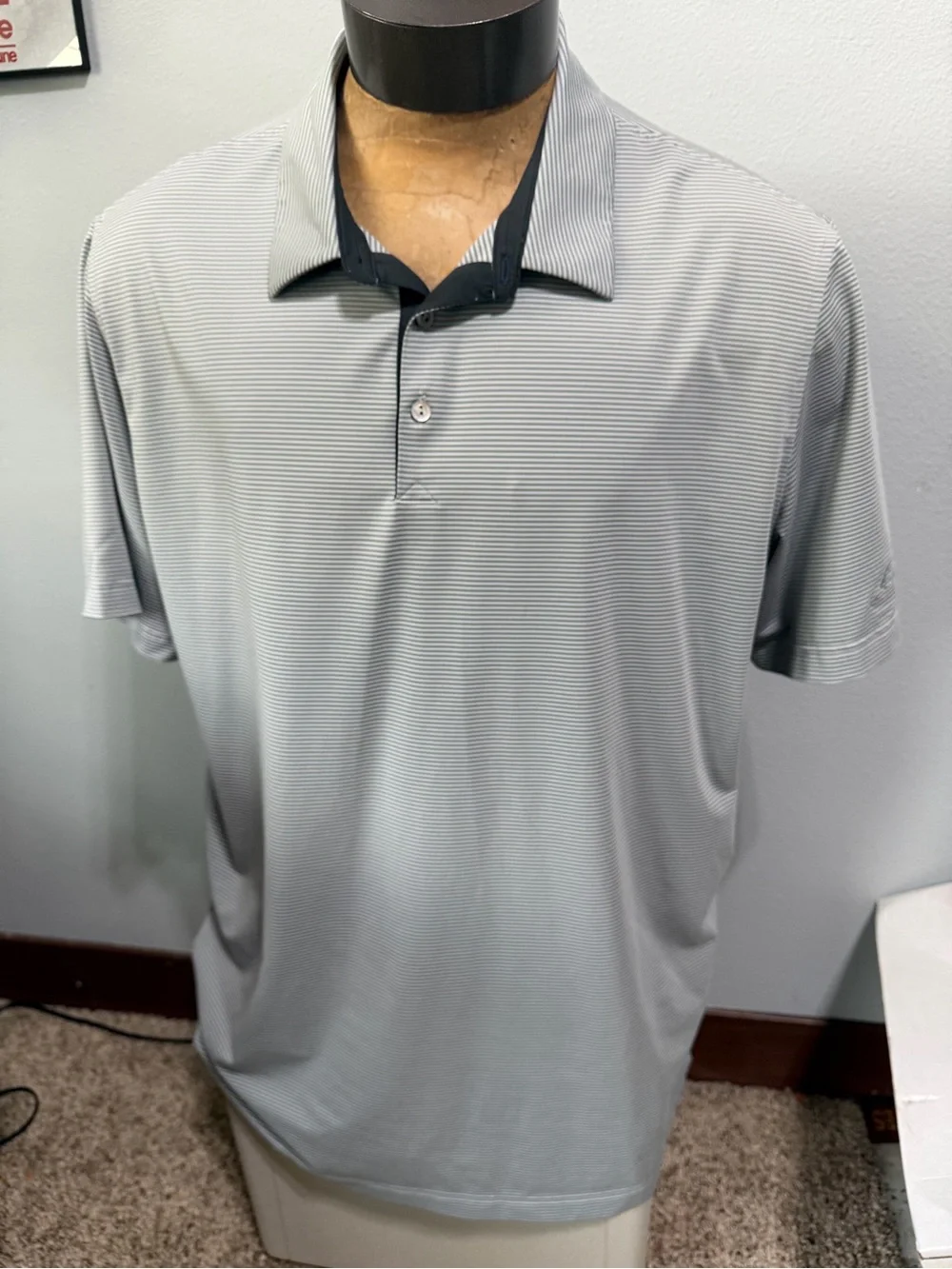 Adidas AdiPure Men's Grey Stripe Performance Polo Shirt DB